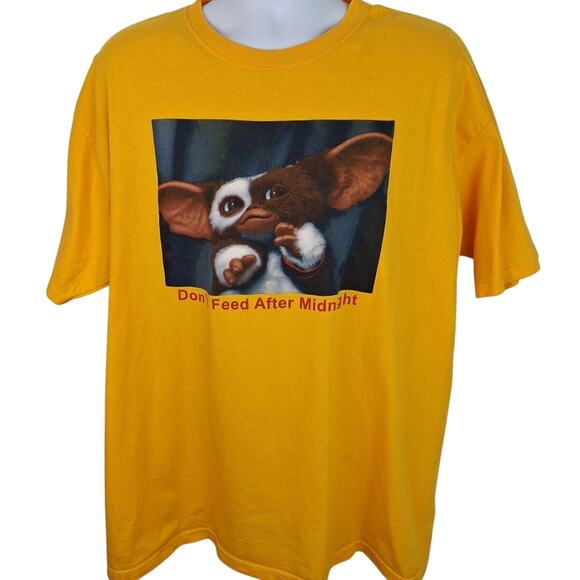 Gremlins Don't Feed After Midnight Yellow T Shirt Size XL Mogwai Gizmo 80s Movie - Picture 1 of 7